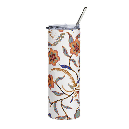 Batik Bloom Tumbler – 20oz Stainless Steel Insulated Mug with Straw